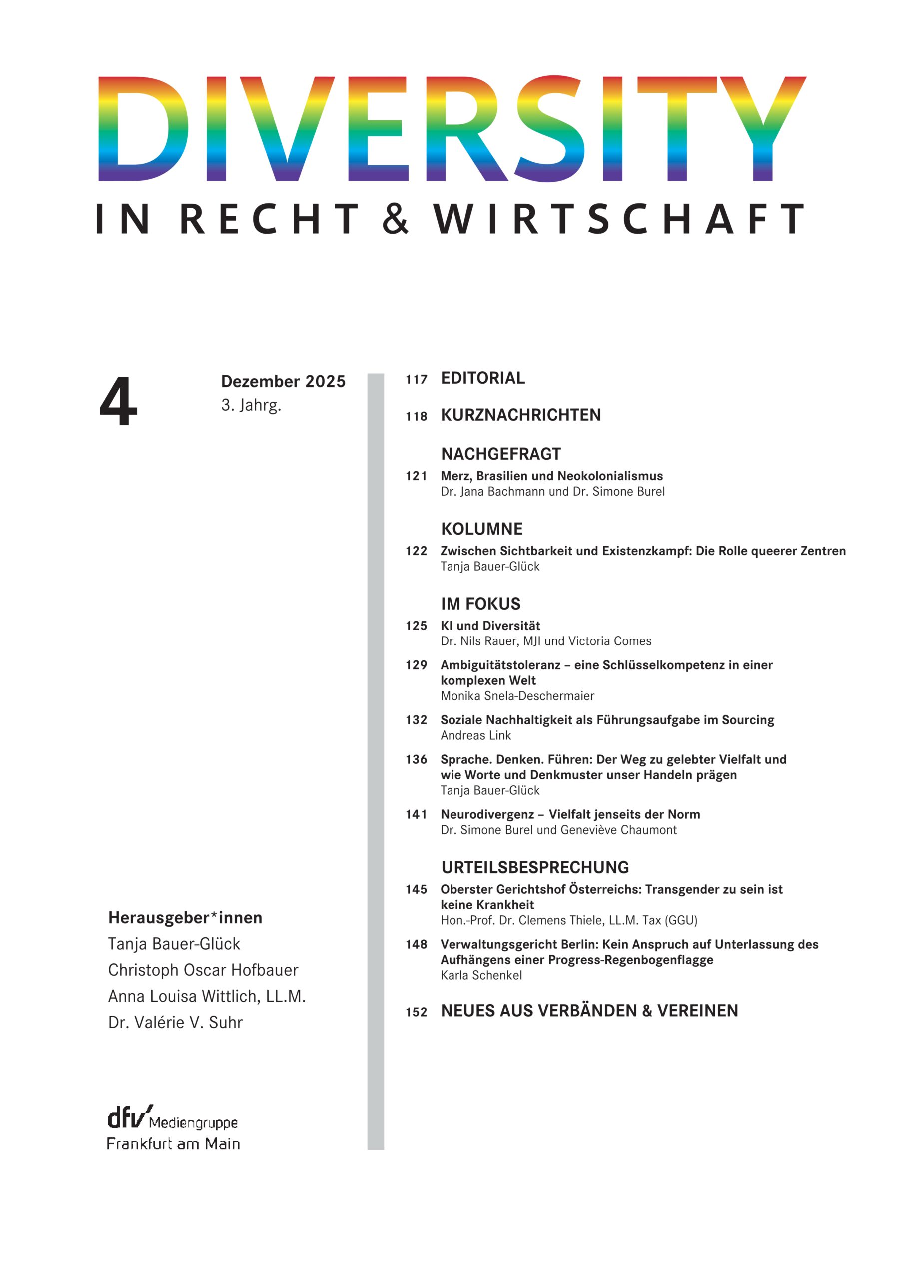 Cover Diversity in Recht und Wirtschaft Ausgabe 4/2025